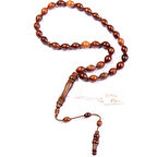 Sığırcık Kesim 12x8 mm Kızıl Ağaç  Sistem Püsküllü Tesbih 