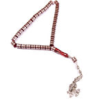 Fıçı Kesim 10x10 mm Özel Seri Yoğun Gümüş İşlemeli Ateş Kehribar Tesbih 