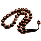 Küre Kesim 13x11 mm Gürcü Oltu Taşı Sistem Püsküllü Tesbih 