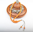 Kapsül Kesim 12x9mm Sıkma Kehribar Alpaka Püsküllü Tesbih