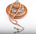 Kapsül Kesim 12x9mm Sıkma Kehribar Alpaka Püsküllü Tesbih