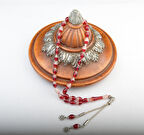 Arpa Kesim 11x7mm Beyrut Kehribarı Alpaka Püsküllü Tesbih