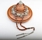 Kapsül Kesim 11x8mm Beyrut Kehribarı Alpaka Püsküllü Tesbih