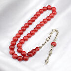 Özel Seri Alpaka Püsküllü 11x11 mm Küre Kesim Sıkma Kehribar Tesbih 