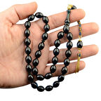 Özel Seri Arpa Kesim Gümüş Püsküllü 12x9 mm Ateş Kehribar Tesbih 