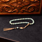 Gümüş İmame Gümüş Püskül Küre Kesim 8.5x8.5 mm Doğal Firuze Taşı Tesbih 