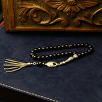 Gümüş İmame Gümüş Püskül Küre Kesim 8x8 mm Doğal Oniks Taşı Tesbih 