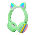  CXT-950 RGB Led Işıklı Kedi Kulağı Band Tasarımı Ayarlanabilir Katlanabilir Kulak Üstü Bluetooth Kulaklık