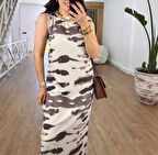 Desenli Sıfır Kol Elbise