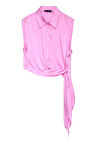 Bağlama Detaylı Gömlek Pembe