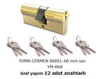 YUMA CERMAN BAREL 68 mm SARI YM-B68 ( ÖZEL YAPIM 12 ADET YEDEK ANAHTARLI )