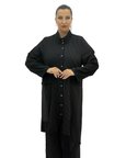 Büyük Beden Çizgili Düğmeli Tunik Gömlek Pantolon Oversize Kadın Takım