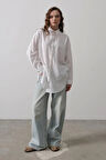Yan Büzmeli Tunik Gömlek - Beyaz