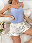 Kadın Çiçek Desenli Şortlu Gecelik Takım 5100