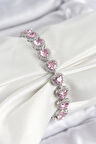 Pirinç Zirkon Taşlı Pembe Kalp Baget Model Gümüş Renk VIP Seri Kadın Bileklik