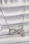 316L Çelik Gümüş Renk Zincir Zirkon Taşlı Sonsuzluk Model Taşlı Kalp Detay Kadın Kolye