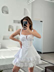 Mini Askılı Elbise - Beyaz