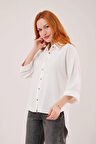 Yarasa Kol Rahat Kalıp Beyaz Gömlek