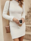 Kadın Uzun Kollu Peluş Mini Boy Elbise