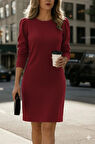 Kadın Uzun Kollu Bisiklet Yaka Iki Iplik Elbise