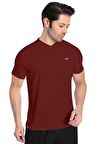 Crozwise V Yaka Erkek Bordo Spor T-shirt - 7136-07