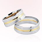 Beyaz Sarı Altın Alyans 8302