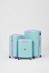 Keo-Plus Turkuaz-Lila 3 lü Set Silikon Kırılmaz PP Valiz