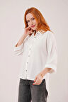 Yarasa Kol Rahat Kalıp Beyaz Gömlek
