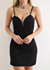 Kadın Derin V Yaka Sırt Dekolteli Fırsat Ürün Mini Elbise