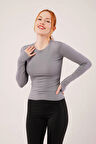 Uzun Kollu Basic Gri Bluz