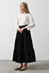 Pamuklu Beli Lastikli Etek  Siyah