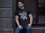 Unisex Bisiklet Yaka Baskılı Oversize Thirt  iyah