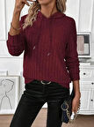 Kadın Uzun Kollu Kapşonlu Bağcıklı şardonlu Kaşkorse Bluz