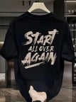 Baskılı Oversize Bisiklet Yaka Tshirt  iyah
