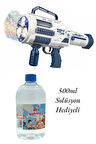 Şarjlı Baloncuk Makinesi Otomatik Işıklı Büyük Boy 41cm + 500ml Baloncuk Suyu