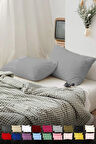 | Düz Pamuklu 2’li Açık Gri Yastık Kılıfı | 50 X 70 Cm Kapaklı |