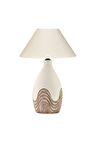 Krem Dalgalı Seramik Abajur