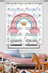 Renkli Gökkuşağı Ve Yıldızlar Baskılı Çocuk Odası Perdesi - Dijital Baskılı Zebra Stor Perde