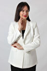 1905 Beyaz Kadın Büyük Beden Blazer Ceket