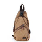Ççs London 31184 Usb Aux Çıkışlı Kanvas Sırt Çantası Kahve
