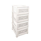 Omnipazar SRL-4001 Delikli Plastik Komidin Mutfak Sebzelik 4 Katlı Beyaz