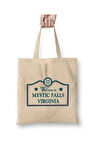 Welcome to Mystic Falls - Vampire Diaries Beyaz Bez Çanta Uzun Saplı Alışveriş Çantası