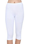 12'li Paket Kadın Kapri Tayt Elastan Beyaz 11002