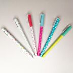 Puantiyeli Renkli Jel 6 lı Hediye Kalem Seti