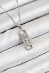 316L Çelik Zirkon Taşlı Messika Model Gümüş Renk Kadın Kolye - TJ-BKO10346