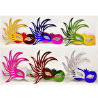 Rengarenk Kağıt Malzemeden İmal Parti Balo Maskesi 6 Adet