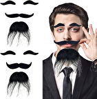 Siyah Renk Kendinden Yapışkanlı Takma Sakal Bıyık ve Kaş Seti