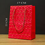 Küçük Boy Kırmızı Gold Renkli Karton Çanta