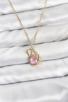 316L Çelik Zincir Gold Renk Pembe Kuğu Model Zirkon Taşlı Kadın Kolye - TJ-BKO10867