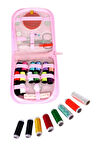 İplik Set Fermuarlı Plastik Dikiş Seti Pembe